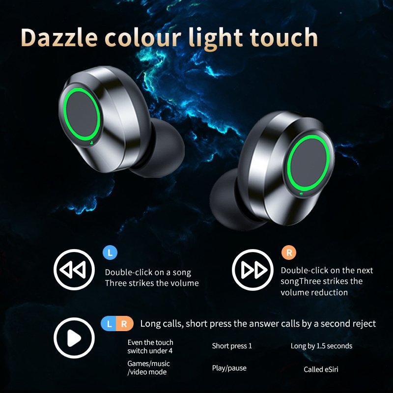 YD03 Wireless Bluetooth-compatible Headset TWS Large Screen Smart Digital Display In Ear Breathing Light - 图片 3
