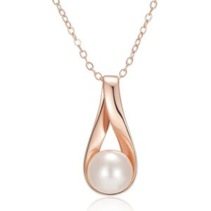 Fashionable Pearl And Zircon Necklace In Rose Gold